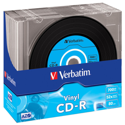 Диск CD Verbatim CD-R 700Mb 52x Slim case Vinyl AZO (43426) (KM05969)