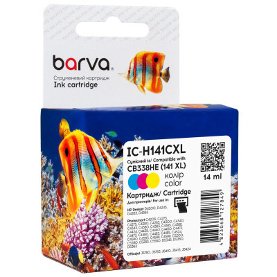 Картридж Barva HP 141XL color/CB338HE, 14 мл (IC-H141CXL) (U0824614)