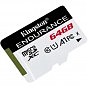 Карта памяти Kingston 64GB microSDXC class 10 UHS-I U1 A1 High Endurance (SDCE/64GB) (U0355597)