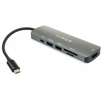 Концентратор Vinga USB Type-C 3.1 to HDMI+USB3.0+USB 2.0+SD/microSD+PD 6in1 (VHC6) (U0546638)