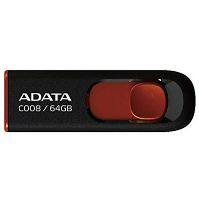 USB флеш накопичувач ADATA 64GB C008 Black+Red USB 2.0 (AC008-64G-RKD) (U0230291)