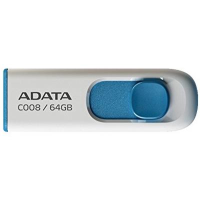 USB флеш накопитель ADATA 64GB C008 White+Blue USB 2.0 (AC008-64G-RWE) (U0230292)