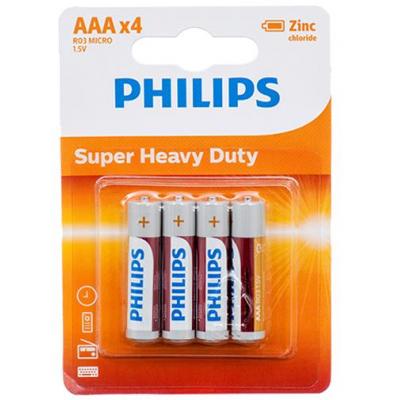 Батарейка Philips AAA R03 LongLife Zinc Carbon * 4 (R03L4B/10) (U0419903)