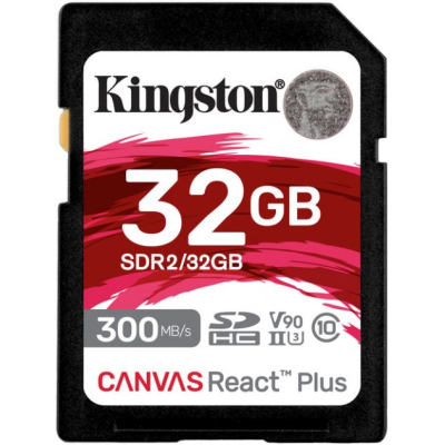 Карта памяти Kingston 32GB class 10 UHS-II U3 Canvas React Plus (SDR2/32GB) (U0722103)