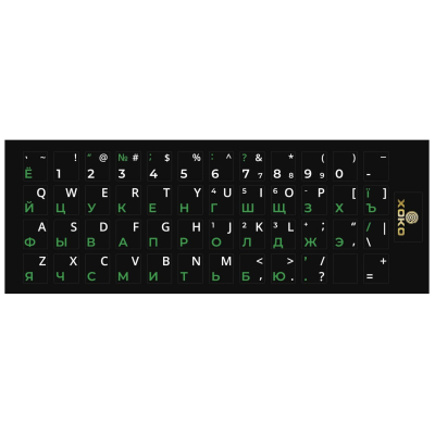 Наклейка на клавиатуру XoKo 48 keys UA/rus green, Latin white (XK-KB-STCK-SM) (U0697232)