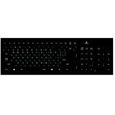Наклейка на клавиатуру XoKo 109 keys UA/rus green, Latin white (XK-KB-STCK-BG) (U0697231)