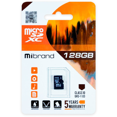 Карта памяти Mibrand 128GB microSDXC UHS-I U3 (MICDHU3/128GB) (U0777075)
