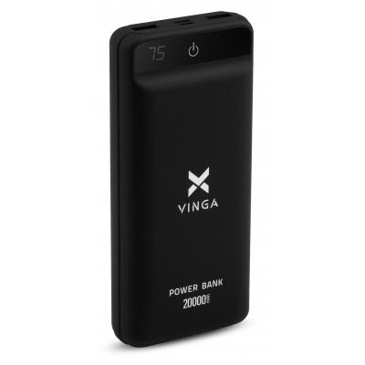 Батарея универсальная Vinga 20000 mAh QC3.0 Display soft touch black (VPB2QLSBK) (U0399402)