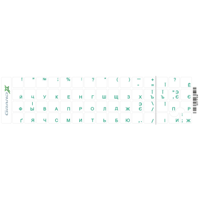 Наклейка на клавиатуру Grand-X 60 keys transparent protection Cyrillic green (GXTPGW) (U0438894)