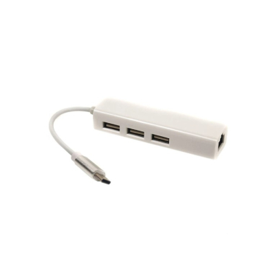 Концентратор USB 3.1 Type-C to 3 port USB 2.0 + Ethernet PowerPlant (CA910397) (U0657487)