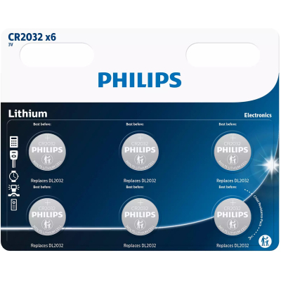 Батарейка Philips CR 2032 Lithium 3V * 6 (CR2032P6/01B) (U0674995)