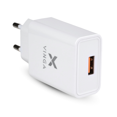 Зарядний пристрій Vinga QC3.0 Quick Wall Charger 1xUSB 18W Max (VWCQAW) (U0385272)