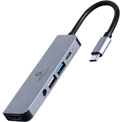Концентратор Cablexpert USB-C 5-in-1 (hub/HDMI/PD/audio 3.5mm) (A-CM-COMBO5-02) (U0747633)