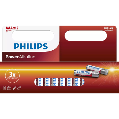 Батарейка Philips AAA Power Alkaline 1.5V LR03 * 12 (LR03P12W/10) (U0674999)
