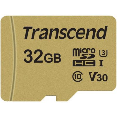 Карта памяти Transcend 32GB microSDHC class 10 UHS-I U3 V30 (TS32GUSD500S) (U0309090)