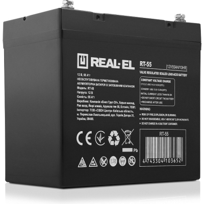 Батарея до ДБЖ REAL-EL RT-55, 12V-55Ah (RT-55) (U0806466)