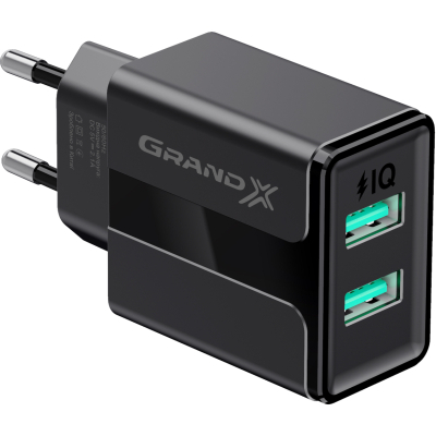 Зарядний пристрій Grand-X 5V 2,4A USB Black (CH-15B) (U0228068)