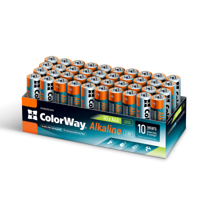 Батарейка ColorWay AAA LR6 Alkaline Power (лужні) * 40 colour box (CW-BALR03-40CB) (U0827293)