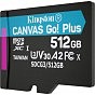 Карта памяти Kingston 512GB microSDXC class 10 UHS-I/U3 Canvas Go Plus (SDCG3/512GBSP) (U0519493)