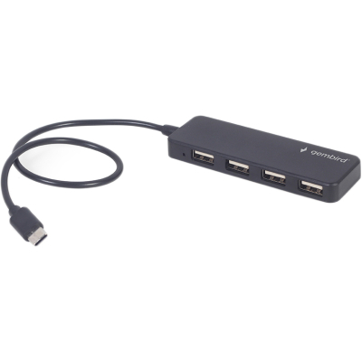 Концентратор Gembird USB-C 4 ports USB 2.0 black (UHB-CM-U2P4-01) (U0792379)