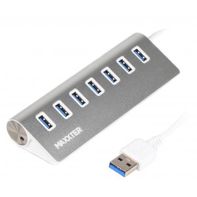 Концентратор Maxxter USB 3.0 Type-A 7 ports silver (HU3A-7P-01) (U0500392)