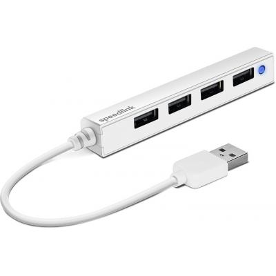 Концентратор Speedlink SNAPPY SLIM USB Hub, 4-Port, USB 2.0, Passive, White (SL-140000-WE) (U0406374)