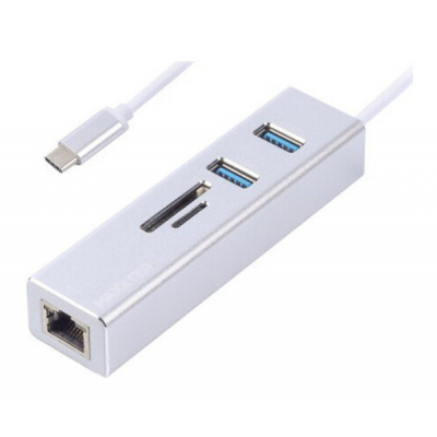 Перехідник Maxxter USB to Gigabit Ethernet, 2 Ports USB 3.0 + microSD/TF card r (NECH-2P-SD-01) (U0580021)