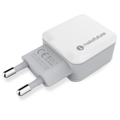 Зарядний пристрій MakeFuture 2 USB (2.4 A) White (MCW-21WH) (U0346165)
