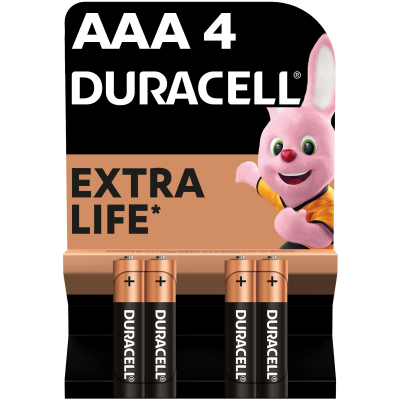 Батарейка Duracell AAA лужні 4 шт. в упаковці (5000394052543 / 81545421) (B0000696)