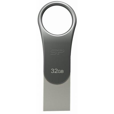 USB флеш накопичувач Silicon Power 32GB Mobile C80 Silver USB 3.2 (SP032GBUC3C80V1S) (U0142103)