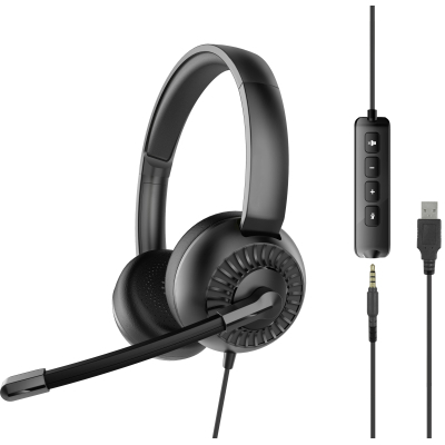 Наушники Speedlink METIS USB Stereo Headset 3.5mm Jack with USB Soundcard Black (SL-870007-BK) (U0851975)