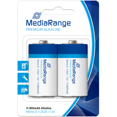 Батарейка Mediarange D LR20 1.5V Premium Alkaline Batteries, Mono, Pack 2 (MRBAT109) (U0858948)