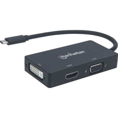 Концентратор Intracom USB3.1 Type-C to HDMI/DVI-I/VGA Black Manhattan (152983) (U0806730)