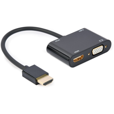 Перехідник Cablexpert HDMI to HDMI/VGA+audio 3.5mm (A-HDMIM-HDMIFVGAF-01) (U0747607)