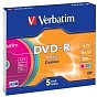 Диск DVD Verbatim 4.7Gb 16X Slim case 5 шт Color (43557) (K0004289)