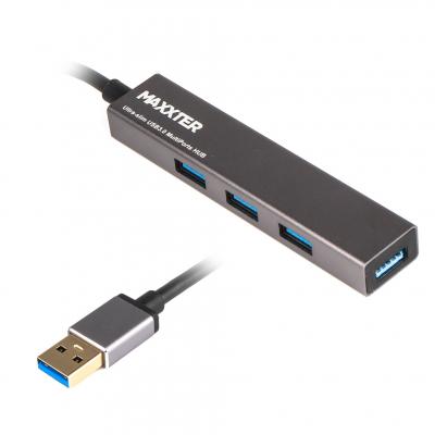 Концентратор Maxxter USB 3.0 Type-A 4 ports grey (HU3A-4P-02) (U0500391)