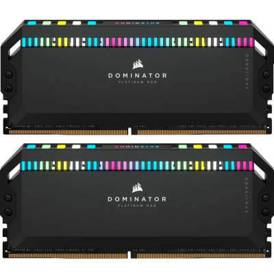 Модуль пам'яті для комп'ютера DDR5 32GB (2x16GB) 6400 MHz Dominator Platinum RGB Black Corsair (CMT32GX5M2B6400C32) (U0874226)