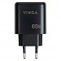 Зарядний пристрій Vinga GaN 65W PD+QC 2C1A ports Wall Charger (VCPCHCCA65B) (U0836071)