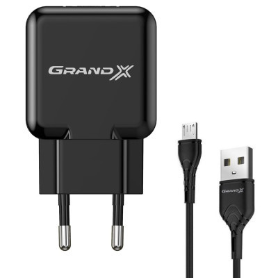 Зарядний пристрій Grand-X CH-03UMB (5V/2,1A + DC cable Micro USB) Black (CH-03UMB) (U0255601)