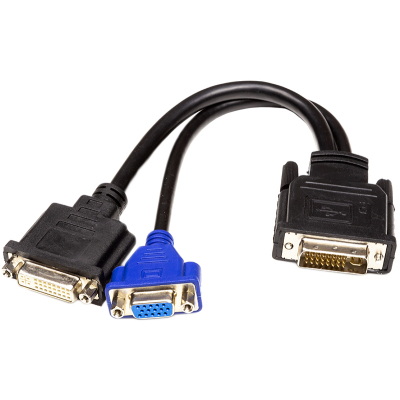 Переходник DVI-I (M) to DVI-D (F) + VGA (F), 0.3m PowerPlant (CA912551) (U0657471)