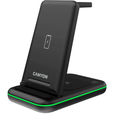 Зарядний пристрій Canyon WS- 304 Foldable 3in1 Wireless charger (CNS-WCS304B) (U0780070)