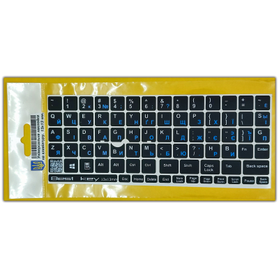Наклейка на клавіатуру BestKey непрозора чорна, 76, синій (BKU13BLU/013) (U0862693)