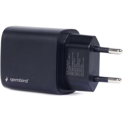 Зарядное устройство Gembird USB-A + USB-C (PD 18W + QC3.0 18W) (TA-UQC3-03) (U0792569)