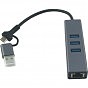 Концентратор USB 3.0 Type-C/Type-A to RJ45 Gigabit Lan, 3*USB 3.0, cable 13 cm Dynamode (DM-AD-GLAN-U3) (U0885776)