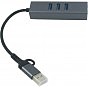 Концентратор USB 3.0 Type-C/Type-A to RJ45 Gigabit Lan, 3*USB 3.0, cable 13 cm Dynamode (DM-AD-GLAN-U3) (U0885776)