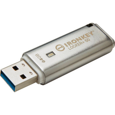 USB флеш накопичувач Kingston 64GB IronKey Locker Plus 50 AES Encrypted USB 3.2 (IKLP50/64GB) (U0889392)