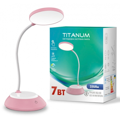 Настольная лампа TITANUM LED DC3 7W 3000-6500K USB розовая (TLTF-022P) (U0596578)