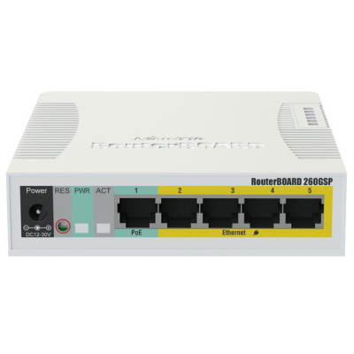 Коммутатор сетевой Mikrotik RB260GSP (CSS106-1G-4P-1S) (U0208108)