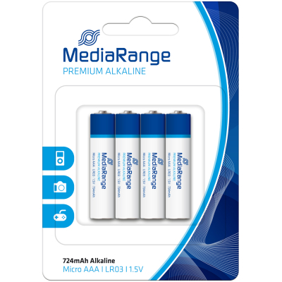 Батарейка Mediarange AAA LR03 1.5V Premium Alkaline Batteries, Micro, Pack 4 (MRBAT101) (U0858944)