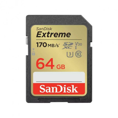 Карта памяти SanDisk 64GB SD class 10 UHS-I U3 V30 Extreme (SDSDXV2-064G-GNCIN) (U0746504)